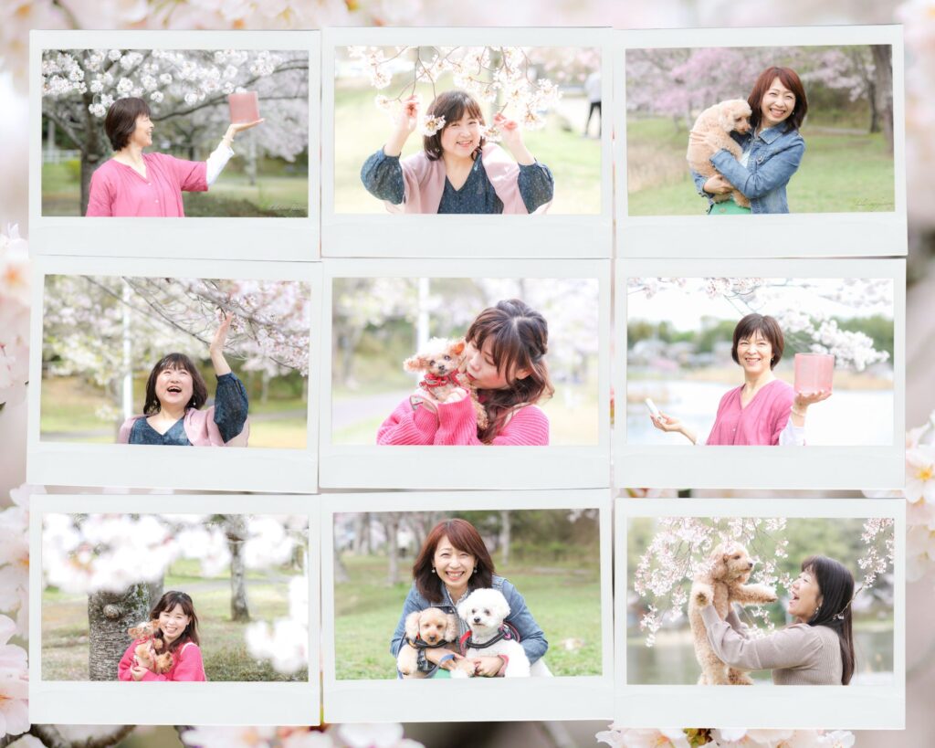 桜の花と女性たち
